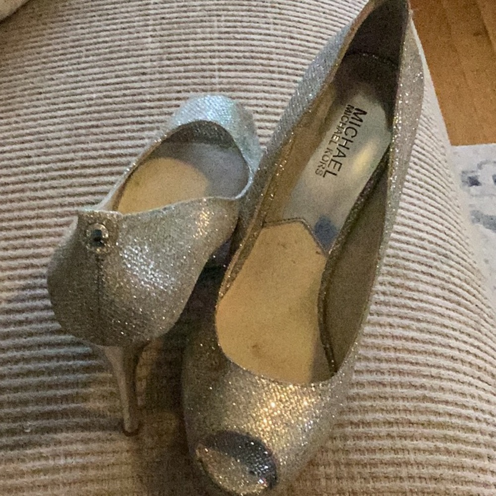 Michael Kors Silver Heels Size 9 1/2